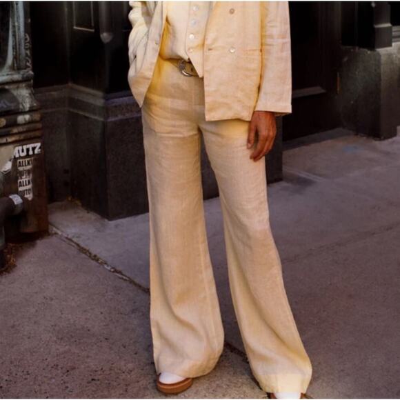 Alix of Bohemia Charlie Butter Linen Pant Yellow Size Small NEW - Picture 1 of 11
